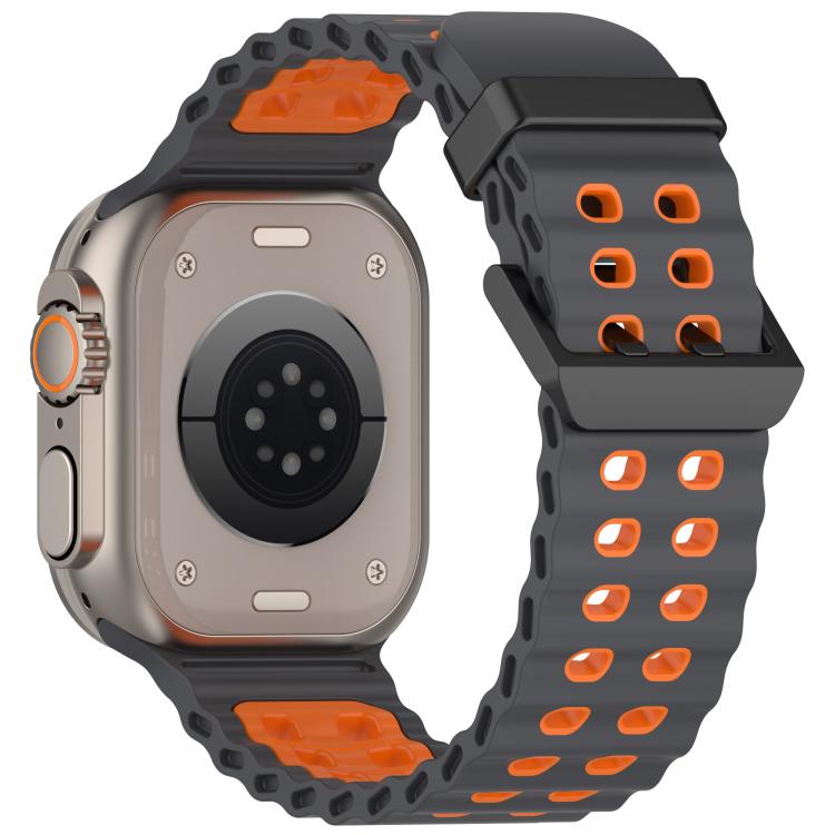For Apple Watch 46mm / 49mm / 45mm / 44mm Ocean Double-row Hole Two-color Silicone Watch Band