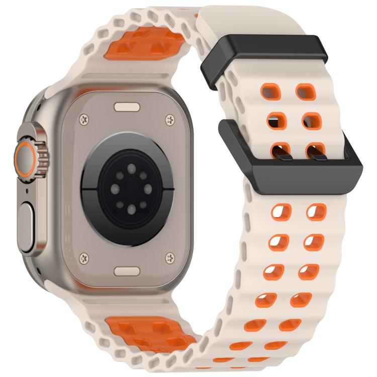 For Apple Watch 46mm / 49mm / 45mm / 44mm Ocean Double-row Hole Two-color Silicone Watch Band