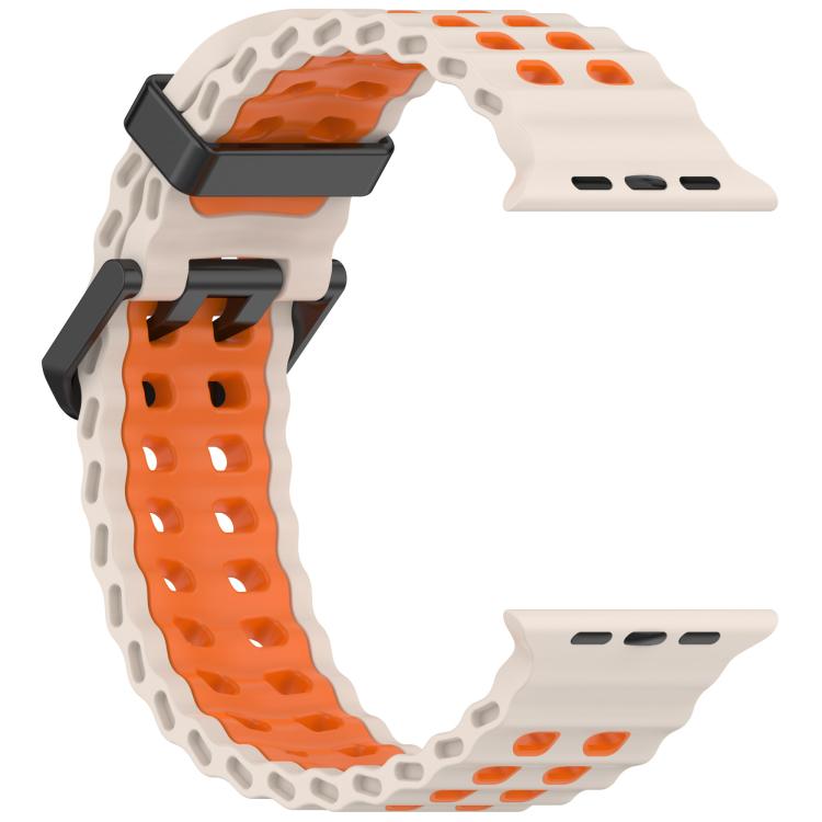 For Apple Watch 46mm / 49mm / 45mm / 44mm Ocean Double-row Hole Two-color Silicone Watch Band