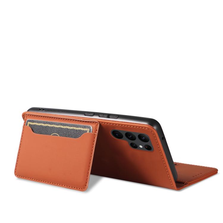For Samsung Galaxy S23+ 5G Magnetism Skin Feel Card Holder Leather Phone Case