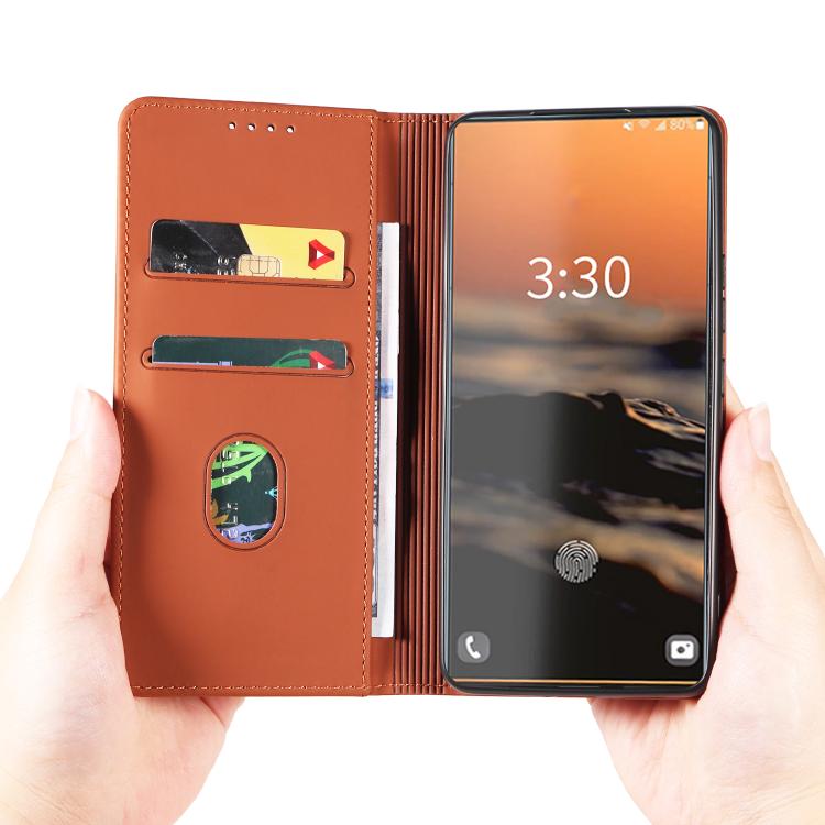 For Samsung Galaxy S23+ 5G Magnetism Skin Feel Card Holder Leather Phone Case