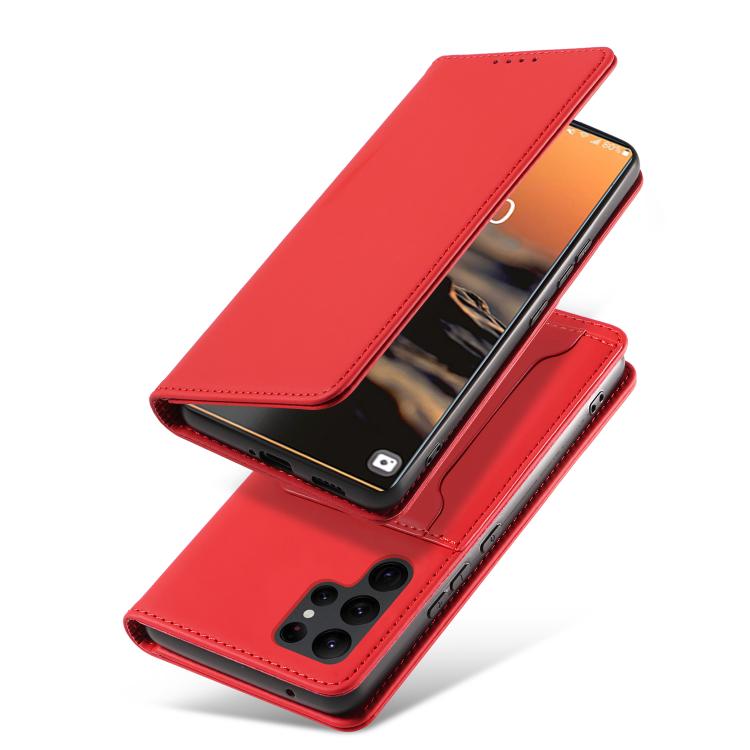 For Samsung Galaxy S23+ 5G Magnetism Skin Feel Card Holder Leather Phone Case