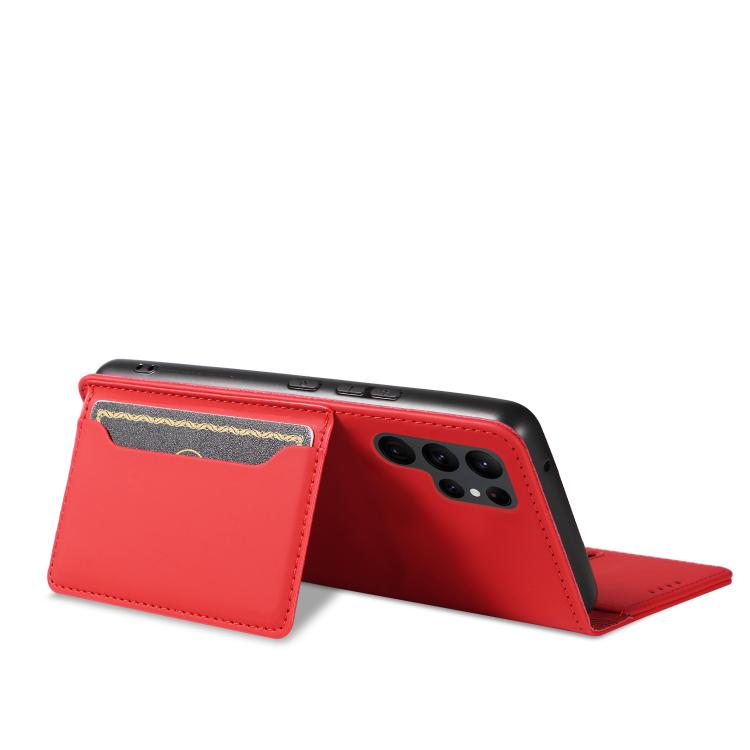 For Samsung Galaxy S23+ 5G Magnetism Skin Feel Card Holder Leather Phone Case