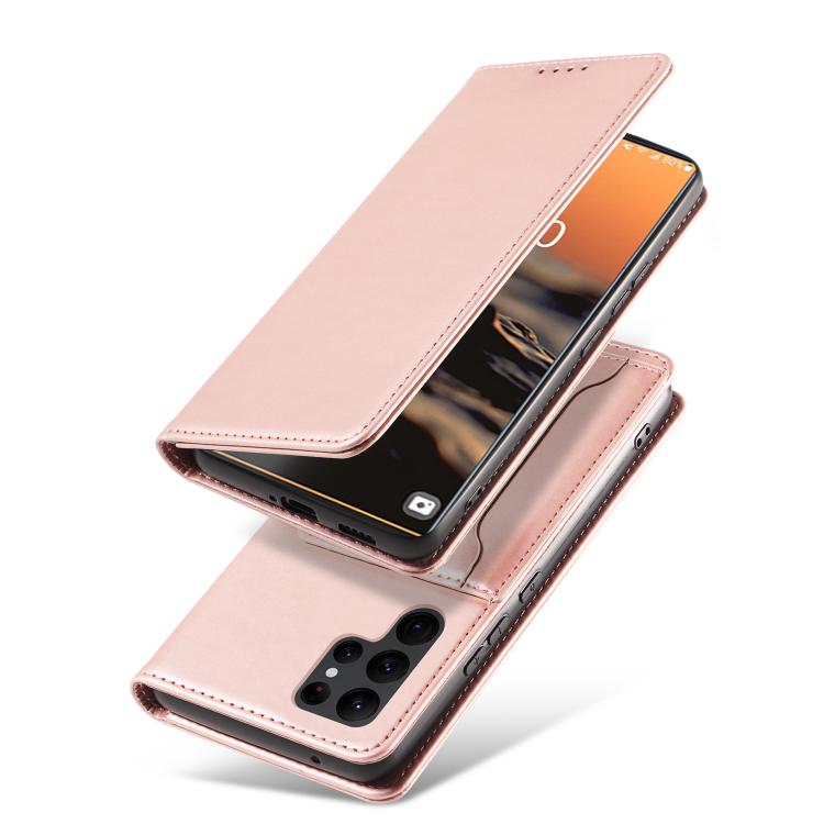 For Samsung Galaxy S23+ 5G Magnetism Skin Feel Card Holder Leather Phone Case