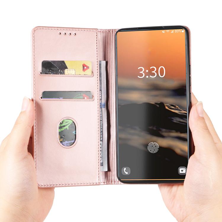 For Samsung Galaxy S23+ 5G Magnetism Skin Feel Card Holder Leather Phone Case