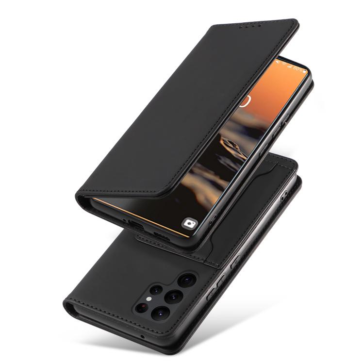 For Samsung Galaxy S23+ 5G Magnetism Skin Feel Card Holder Leather Phone Case