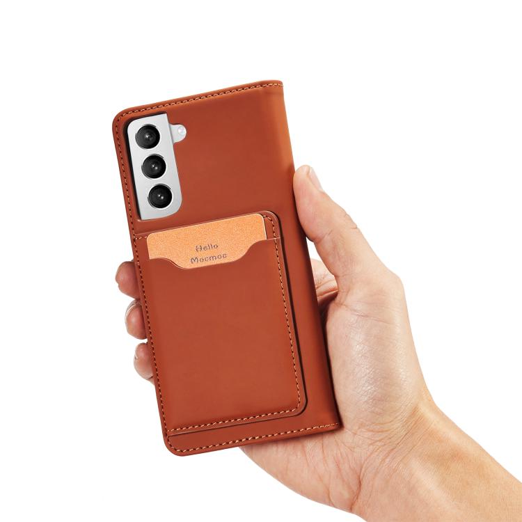 For Samsung Galaxy S21+ 5G Magnetism Skin Feel Card Holder Leather Phone Case