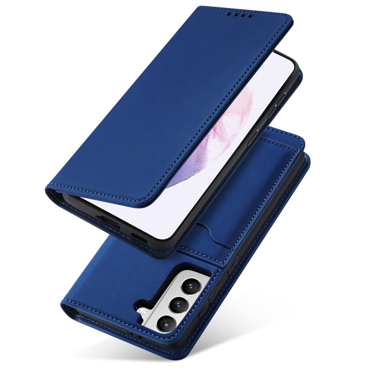 For Samsung Galaxy S21+ 5G Magnetism Skin Feel Card Holder Leather Phone Case