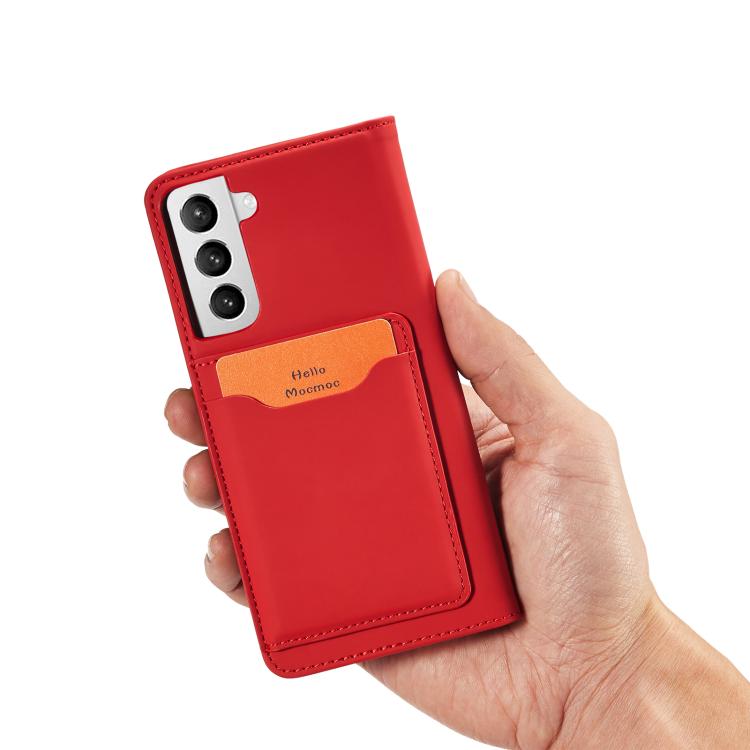 For Samsung Galaxy S21+ 5G Magnetism Skin Feel Card Holder Leather Phone Case