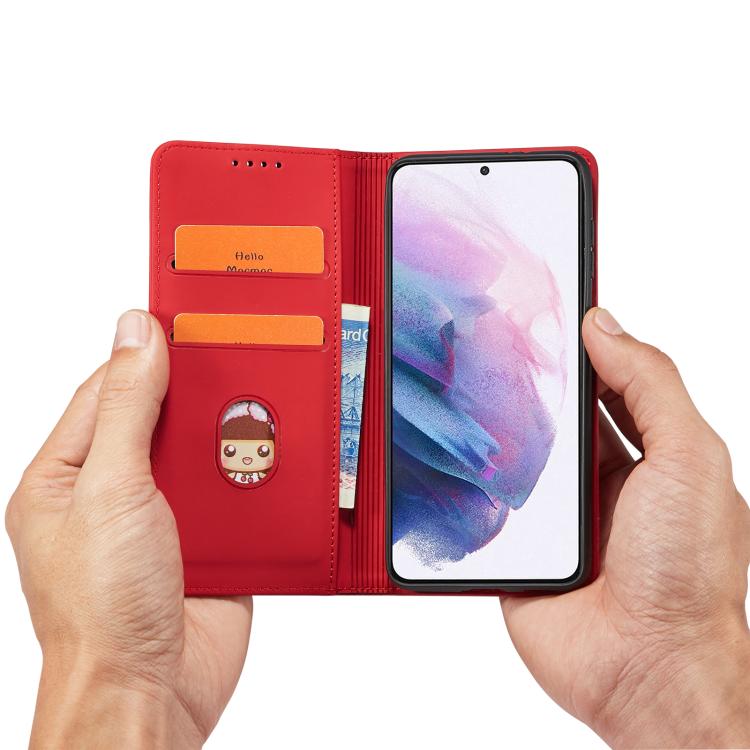 For Samsung Galaxy S21+ 5G Magnetism Skin Feel Card Holder Leather Phone Case