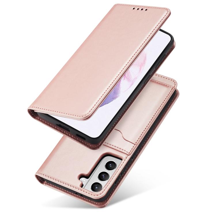 For Samsung Galaxy S21+ 5G Magnetism Skin Feel Card Holder Leather Phone Case