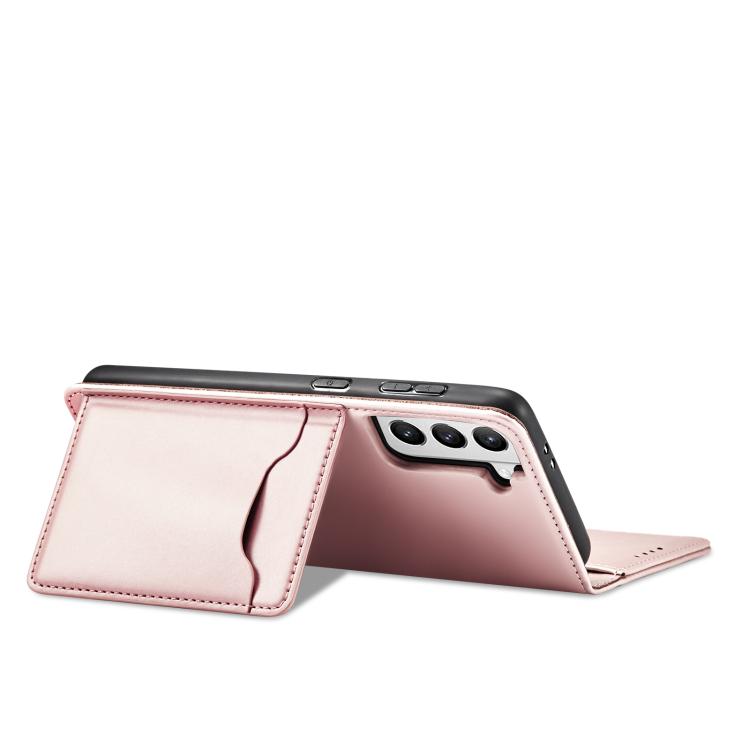 For Samsung Galaxy S21+ 5G Magnetism Skin Feel Card Holder Leather Phone Case