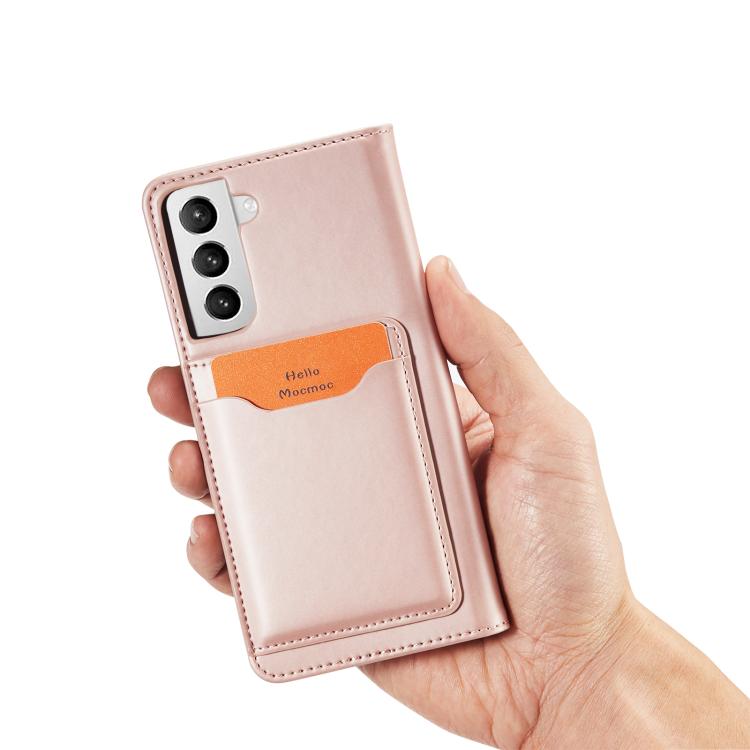 For Samsung Galaxy S21+ 5G Magnetism Skin Feel Card Holder Leather Phone Case