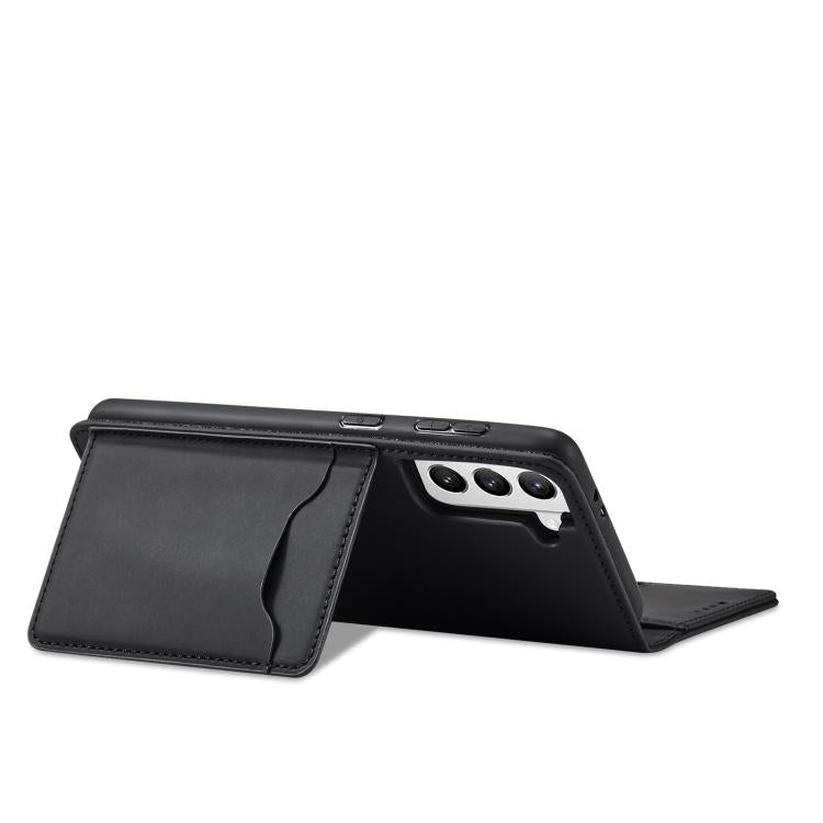 For Samsung Galaxy S21+ 5G Magnetism Skin Feel Card Holder Leather Phone Case