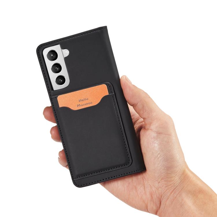 For Samsung Galaxy S21+ 5G Magnetism Skin Feel Card Holder Leather Phone Case