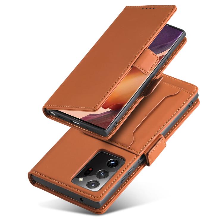For Samsung Galaxy Note20 Ultra Magnetism Skin Feel Card Holder Leather Phone Case