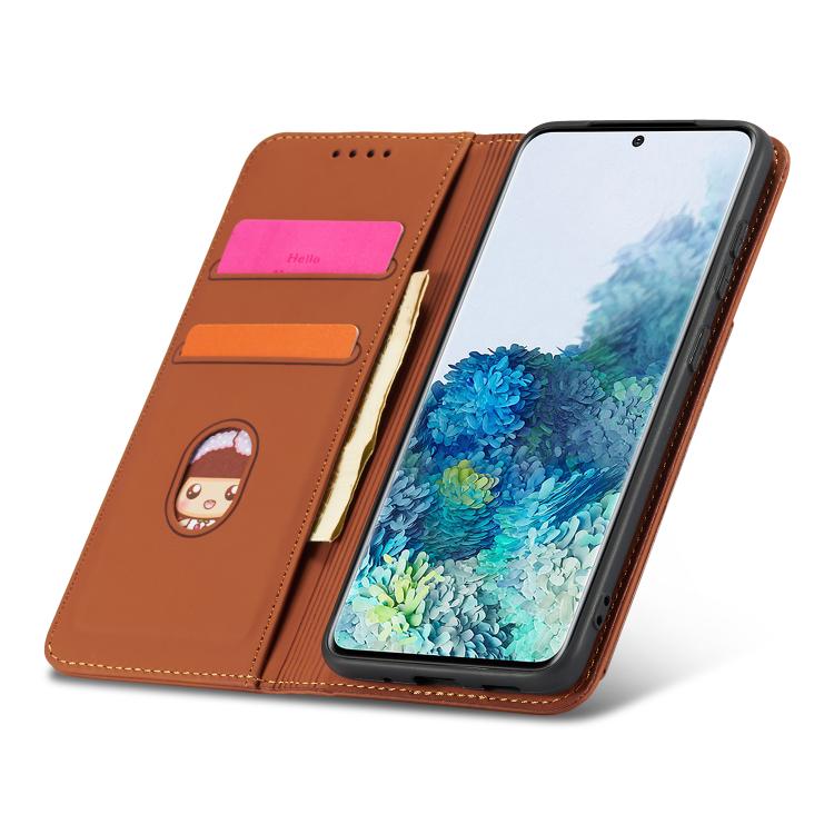 For Samsung Galaxy Note20 Ultra Magnetism Skin Feel Card Holder Leather Phone Case