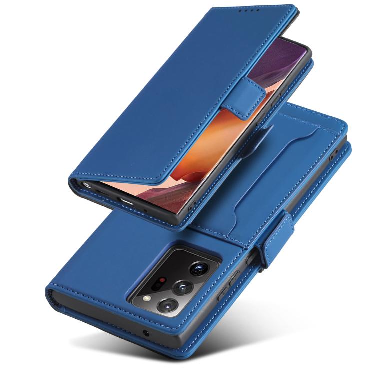 For Samsung Galaxy Note20 Ultra Magnetism Skin Feel Card Holder Leather Phone Case
