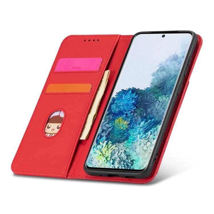 For Samsung Galaxy Note20 Ultra Magnetism Skin Feel Card Holder Leather Phone Case