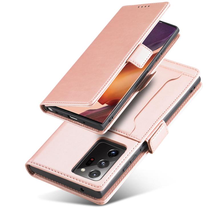 For Samsung Galaxy Note20 Ultra Magnetism Skin Feel Card Holder Leather Phone Case