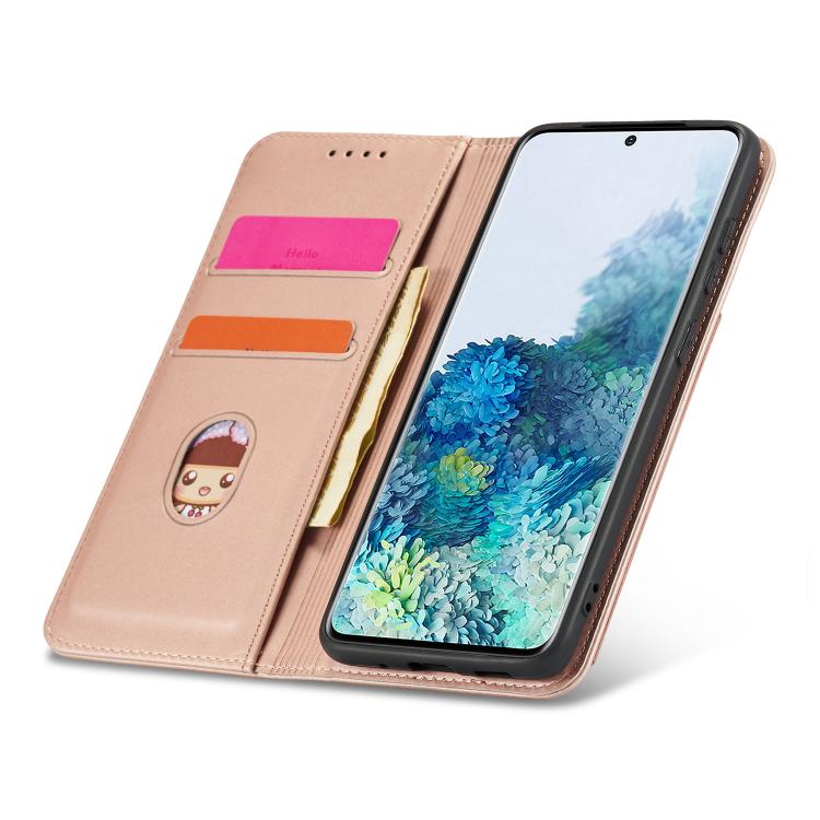 For Samsung Galaxy Note20 Ultra Magnetism Skin Feel Card Holder Leather Phone Case