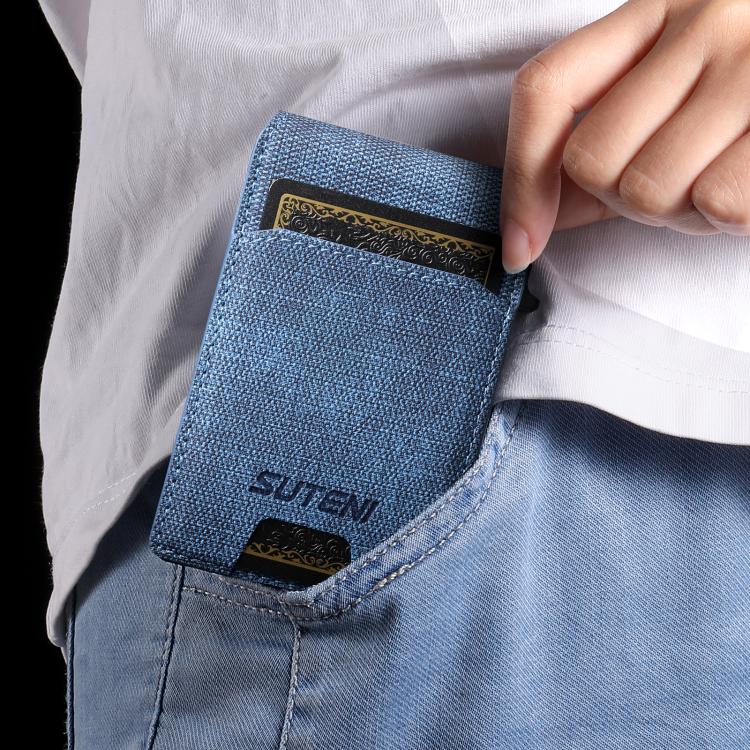 Suteni Denim Pattern Button Automatically Pops Out the Card Box