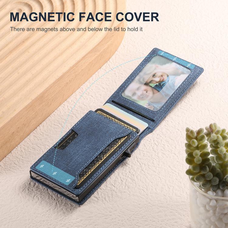 Suteni Denim Pattern Button Automatically Pops Out the Card Box
