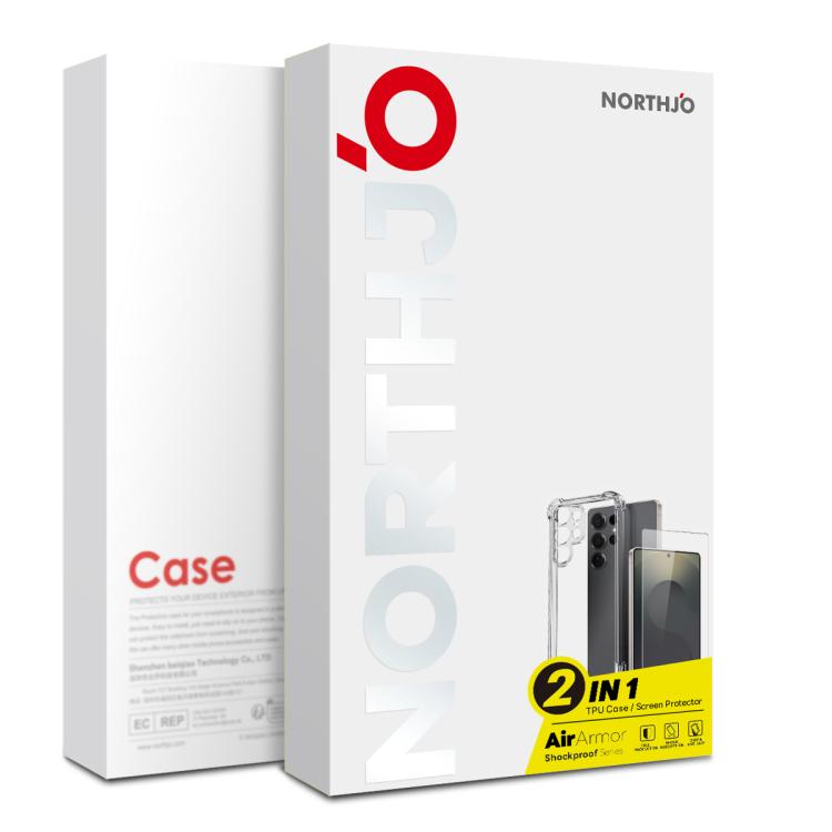For Samsung Galaxy S25+ 5G NORTHJO 2 in 1 TPU Airbag Shockproof Phone Case with Screen Film - Clear