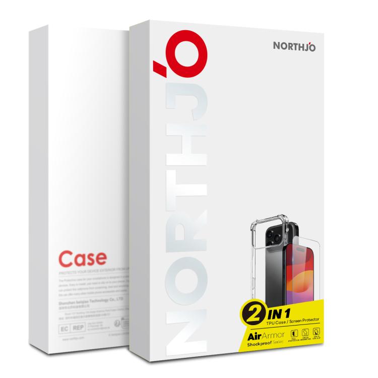 For iPhone 17 Pro Max NORTHJO 2 in 1 TPU Airbag Shockproof Phone Case with Screen Film - Clear