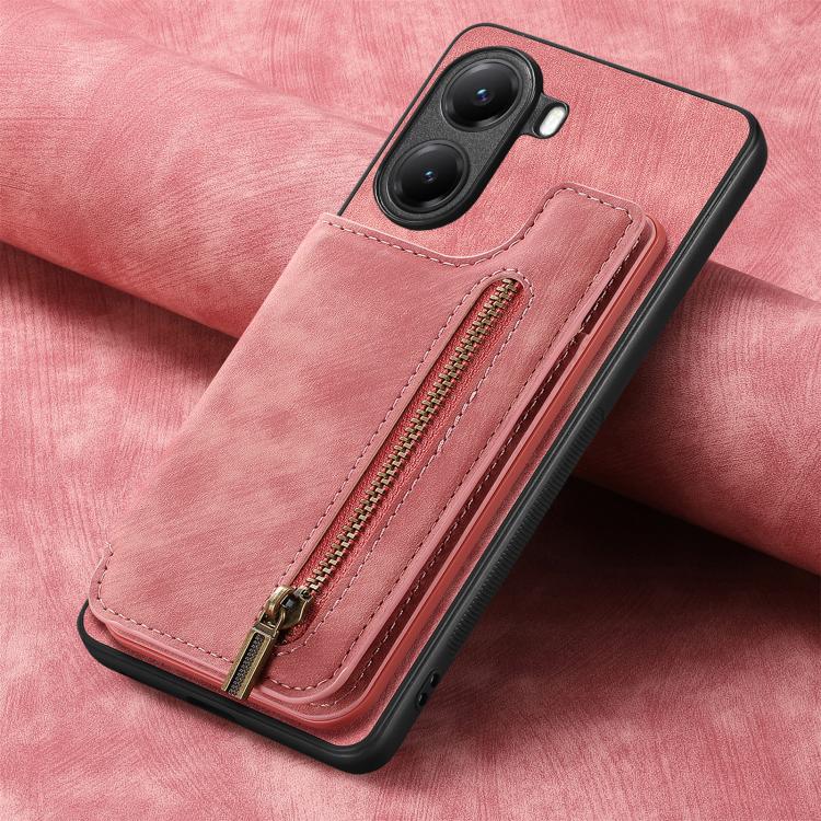 For Redmi Turbo 4 Retro Leather Zipper Wallet Back Phone Case