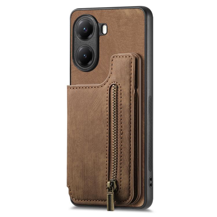 For Redmi Turbo 4 Retro Leather Zipper Wallet Back Phone Case