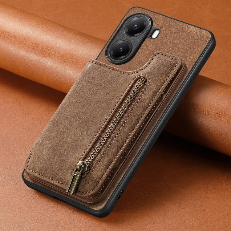 For Redmi Turbo 4 Retro Leather Zipper Wallet Back Phone Case