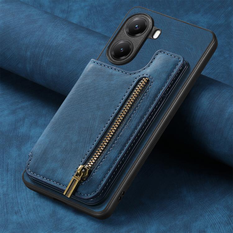 For Redmi Turbo 4 Retro Leather Zipper Wallet Back Phone Case