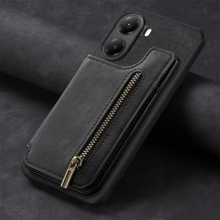 For Redmi Turbo 4 Retro Leather Zipper Wallet Back Phone Case