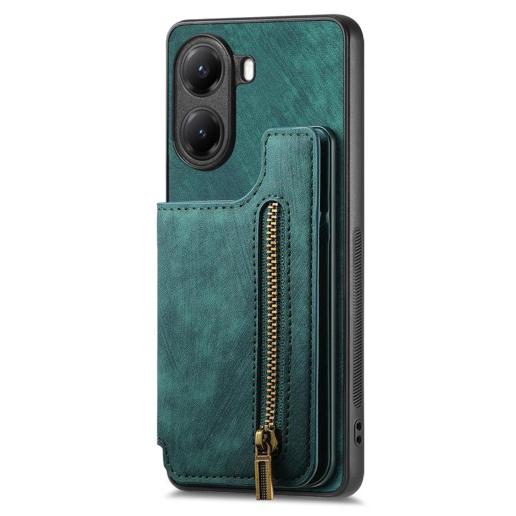 For Redmi Turbo 4 Retro Leather Zipper Wallet Back Phone Case