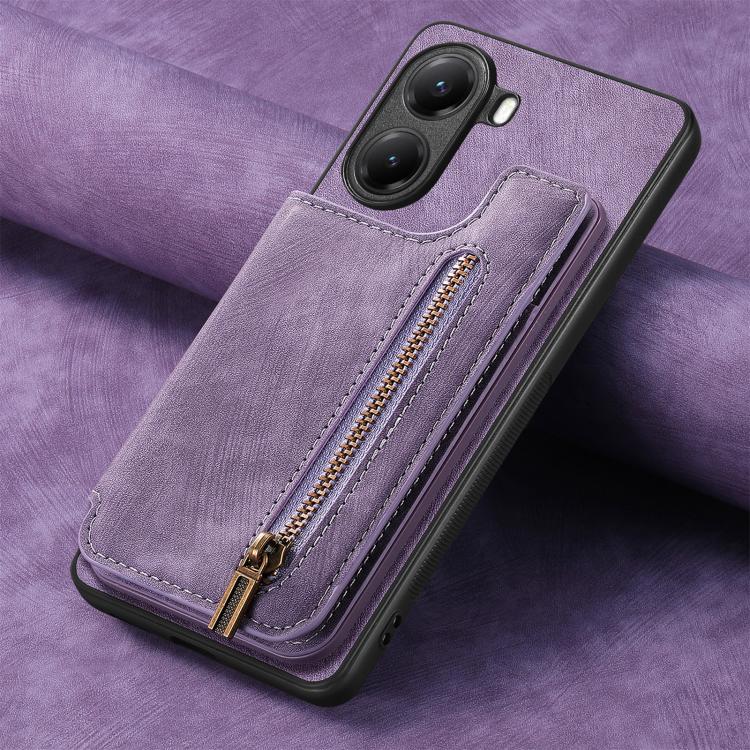 For Xiaomi Poco X7 Pro Retro Leather Zipper Wallet Back Phone Case