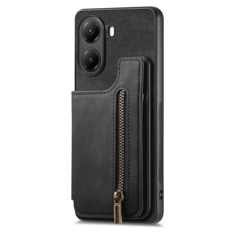 For Xiaomi Poco X7 Pro Retro Leather Zipper Wallet Back Phone Case
