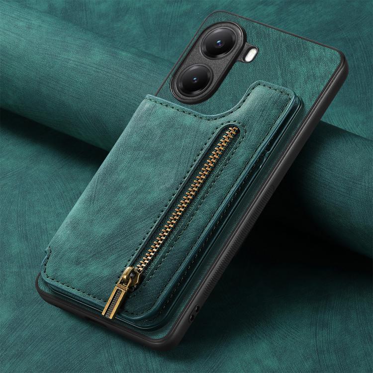 For Xiaomi Poco X7 Pro Retro Leather Zipper Wallet Back Phone Case