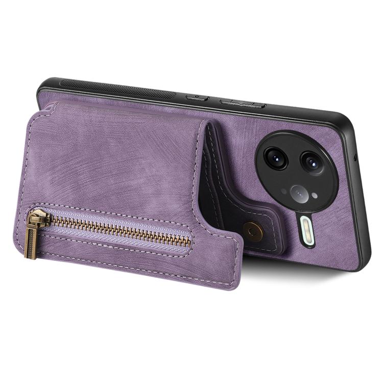 For Redmi K80 / Poco F7 Pro Retro Leather Zipper Wallet Back Phone Case
