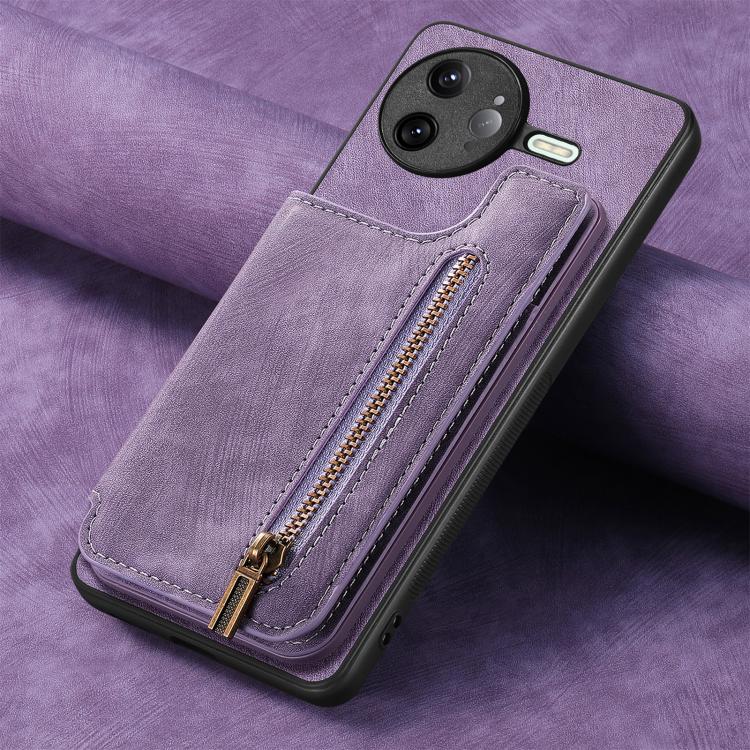 For Redmi K80 / Poco F7 Pro Retro Leather Zipper Wallet Back Phone Case