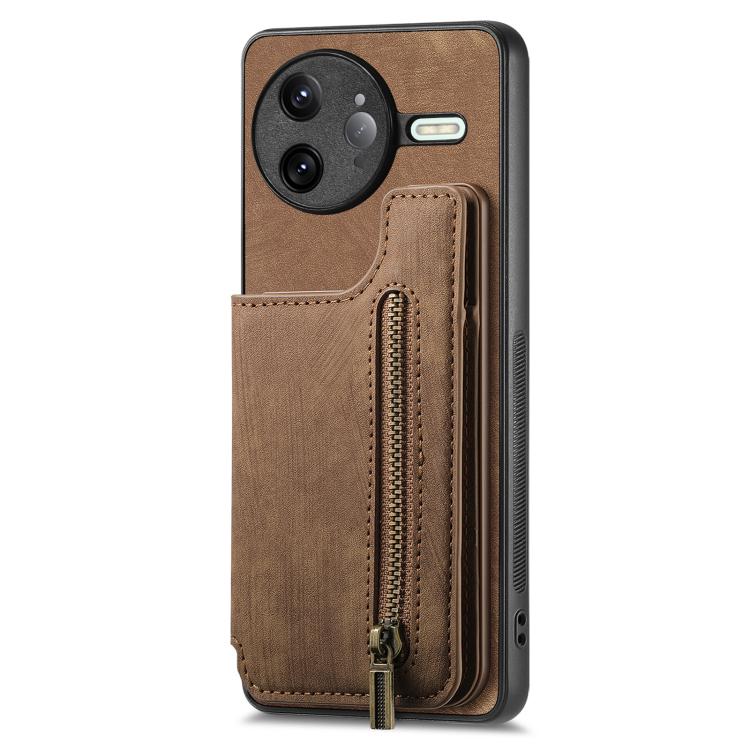 For Redmi K80 / Poco F7 Pro Retro Leather Zipper Wallet Back Phone Case