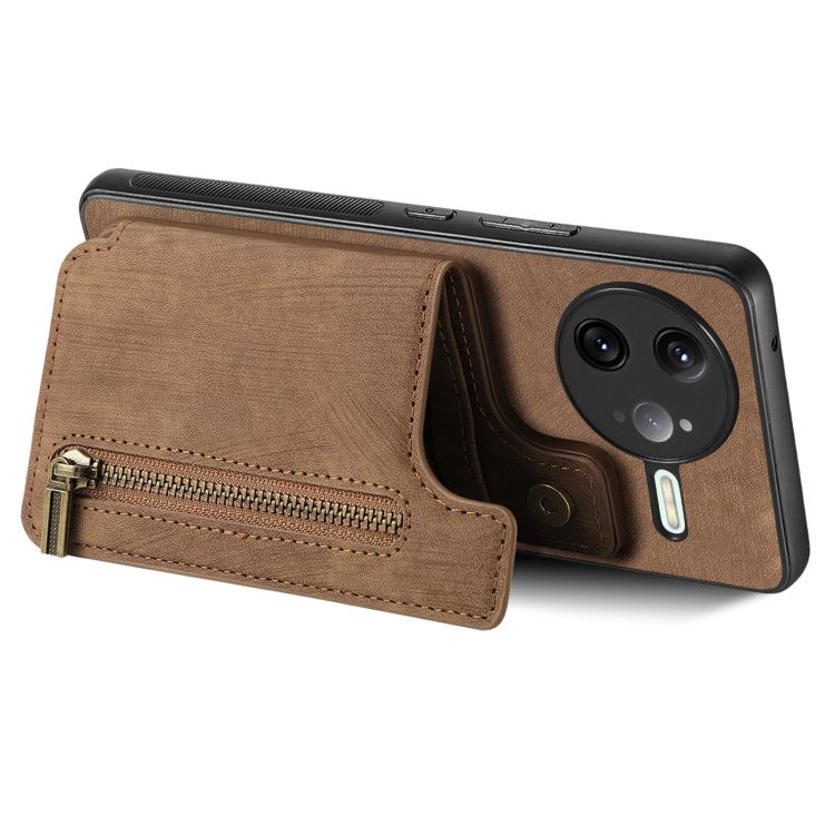 For Redmi K80 / Poco F7 Pro Retro Leather Zipper Wallet Back Phone Case