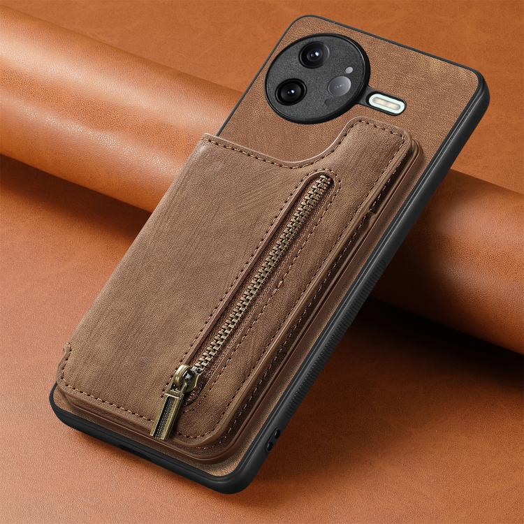 For Redmi K80 / Poco F7 Pro Retro Leather Zipper Wallet Back Phone Case