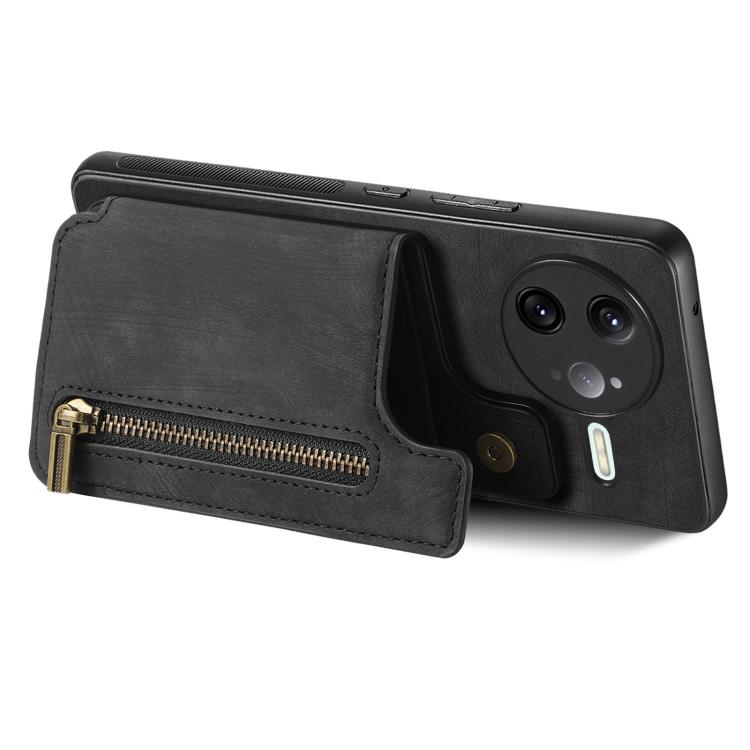 For Redmi K80 / Poco F7 Pro Retro Leather Zipper Wallet Back Phone Case