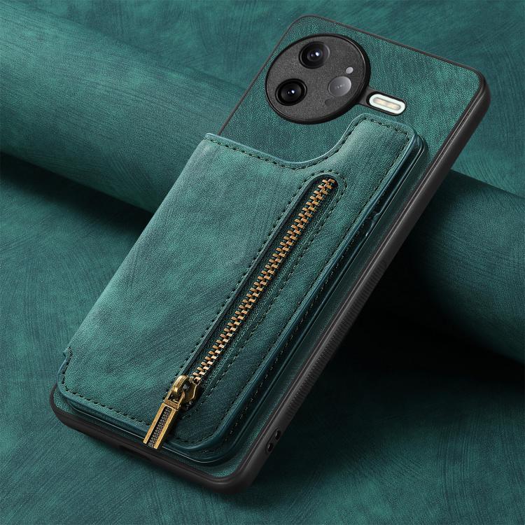 For Redmi K80 / Poco F7 Pro Retro Leather Zipper Wallet Back Phone Case