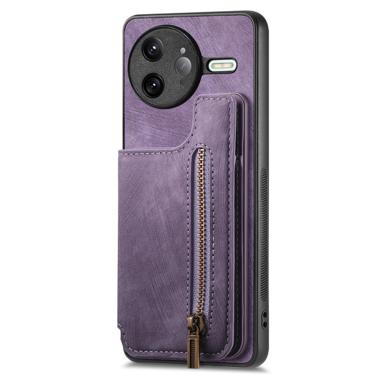 For Redmi K80 Pro / Poco F7 Ultra Retro Leather Zipper Wallet Back Phone Case