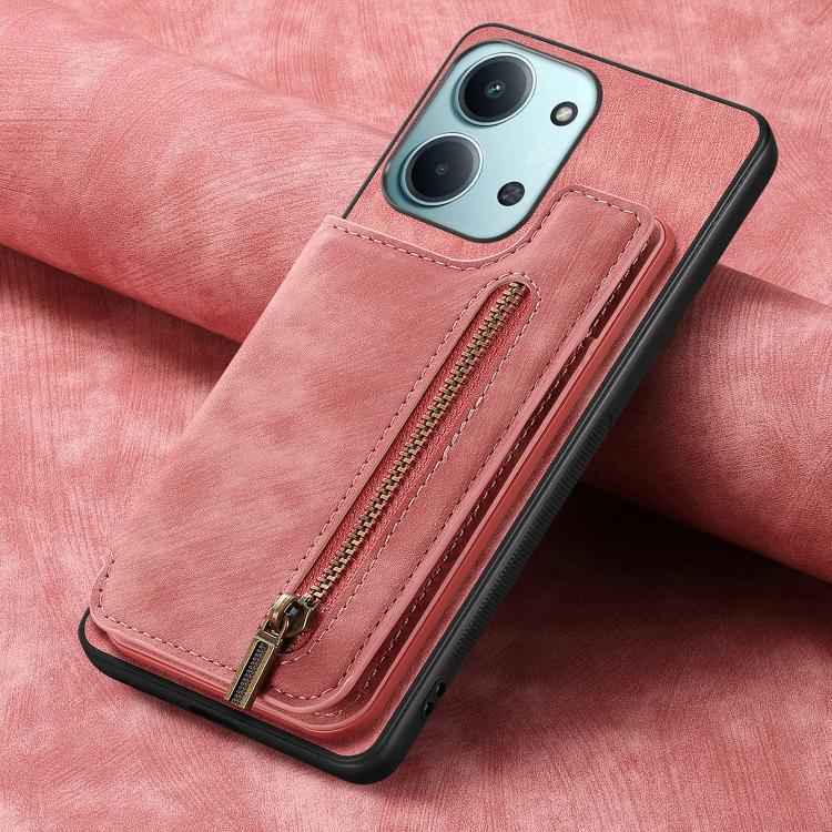 For Redmi 15C 5G / 4G Glodal 171mm Retro Leather Zipper Wallet Back Phone Case