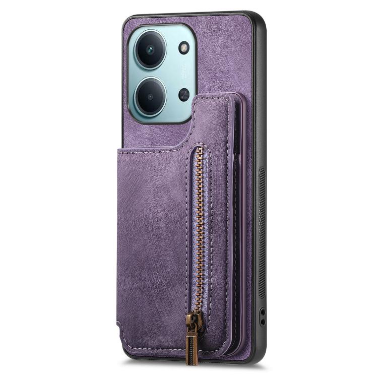 For Redmi 15C 5G / 4G Glodal 171mm Retro Leather Zipper Wallet Back Phone Case