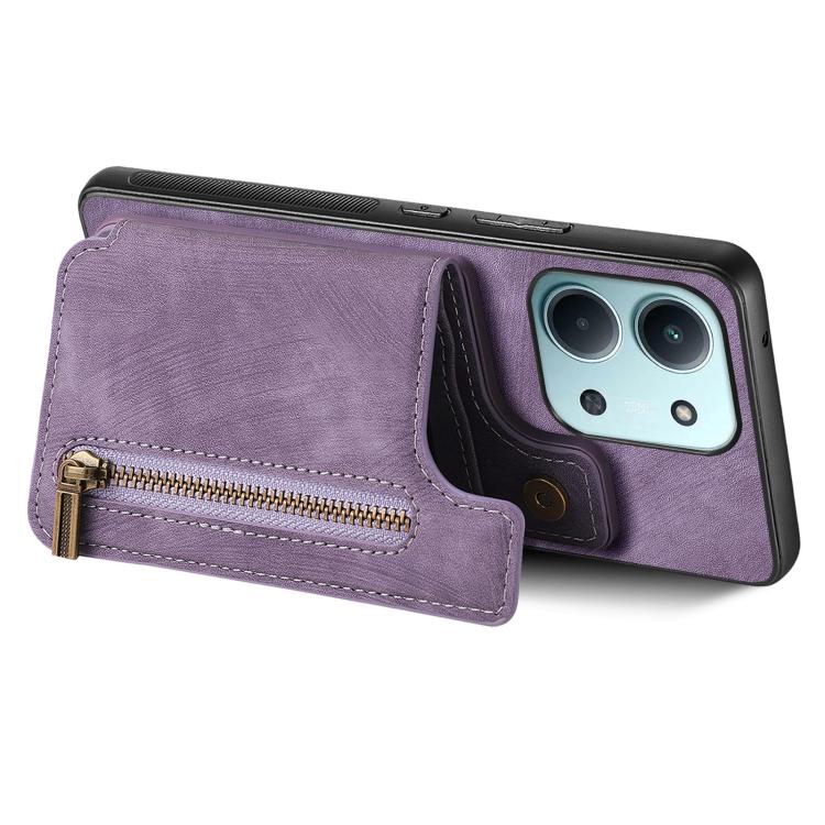 For Redmi 15C 5G / 4G Glodal 171mm Retro Leather Zipper Wallet Back Phone Case