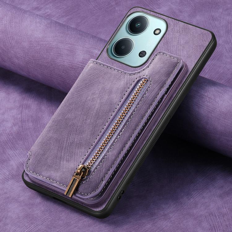 For Redmi 15C 5G / 4G Glodal 171mm Retro Leather Zipper Wallet Back Phone Case